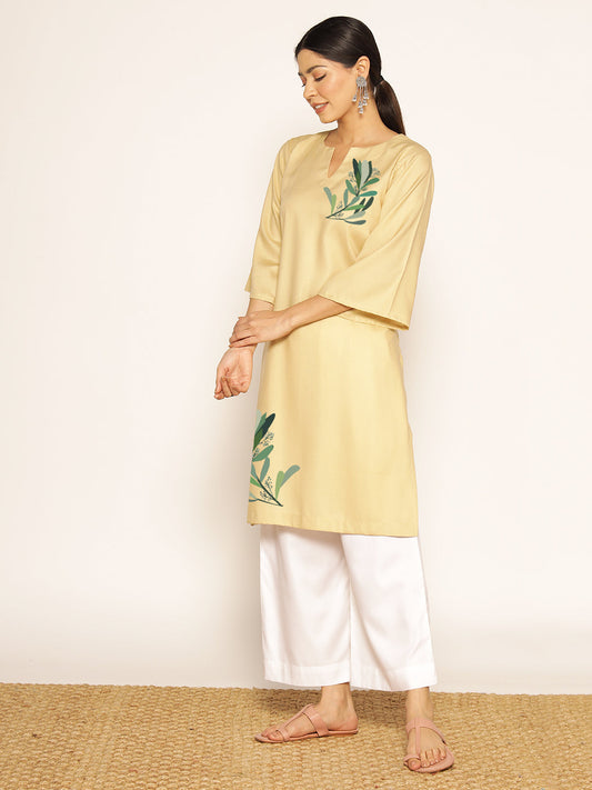 Beige Rayon LongKurta - Ratika