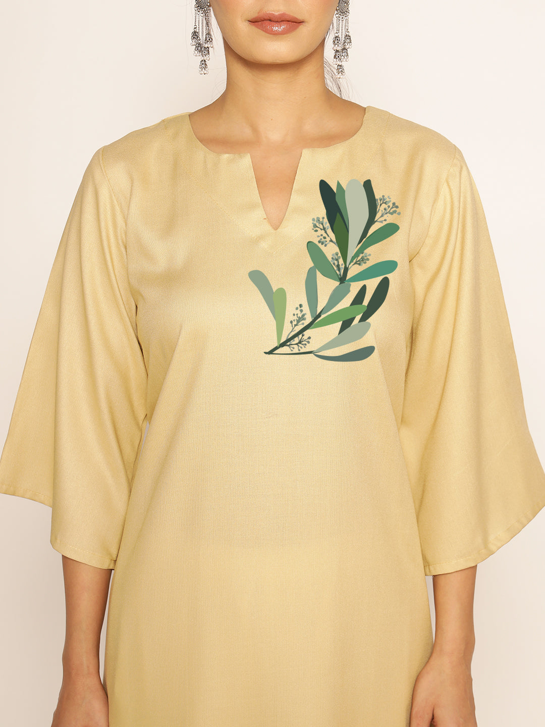 Beige Rayon LongKurta - Ratika