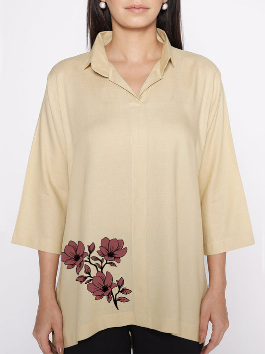 Beige Rayon ShirtTop - Euphorbia