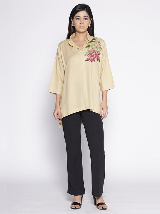 Beige Rayon ShirtTop - Lamium