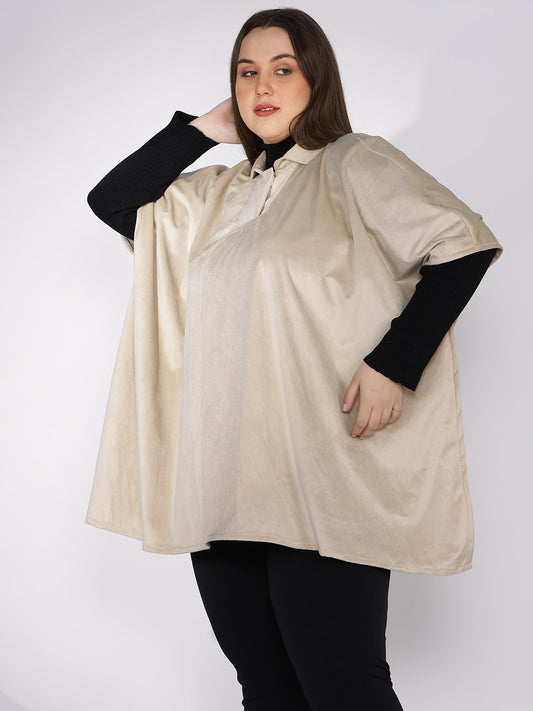 Beige Suede Poncho