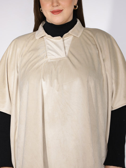 Beige Suede Poncho