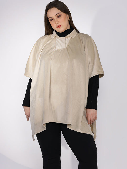 Beige Suede Poncho