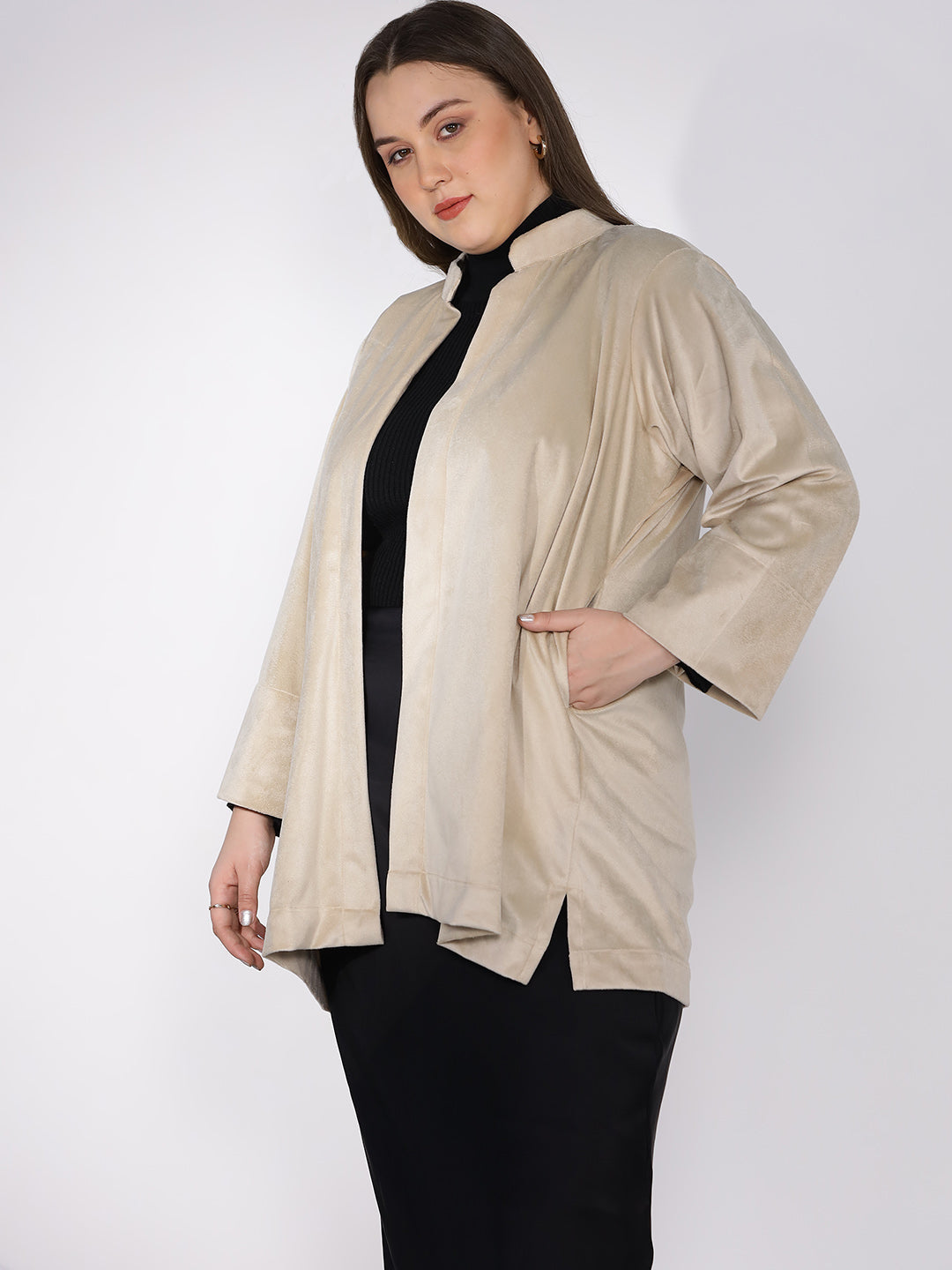 Beige Suede Short Jacket