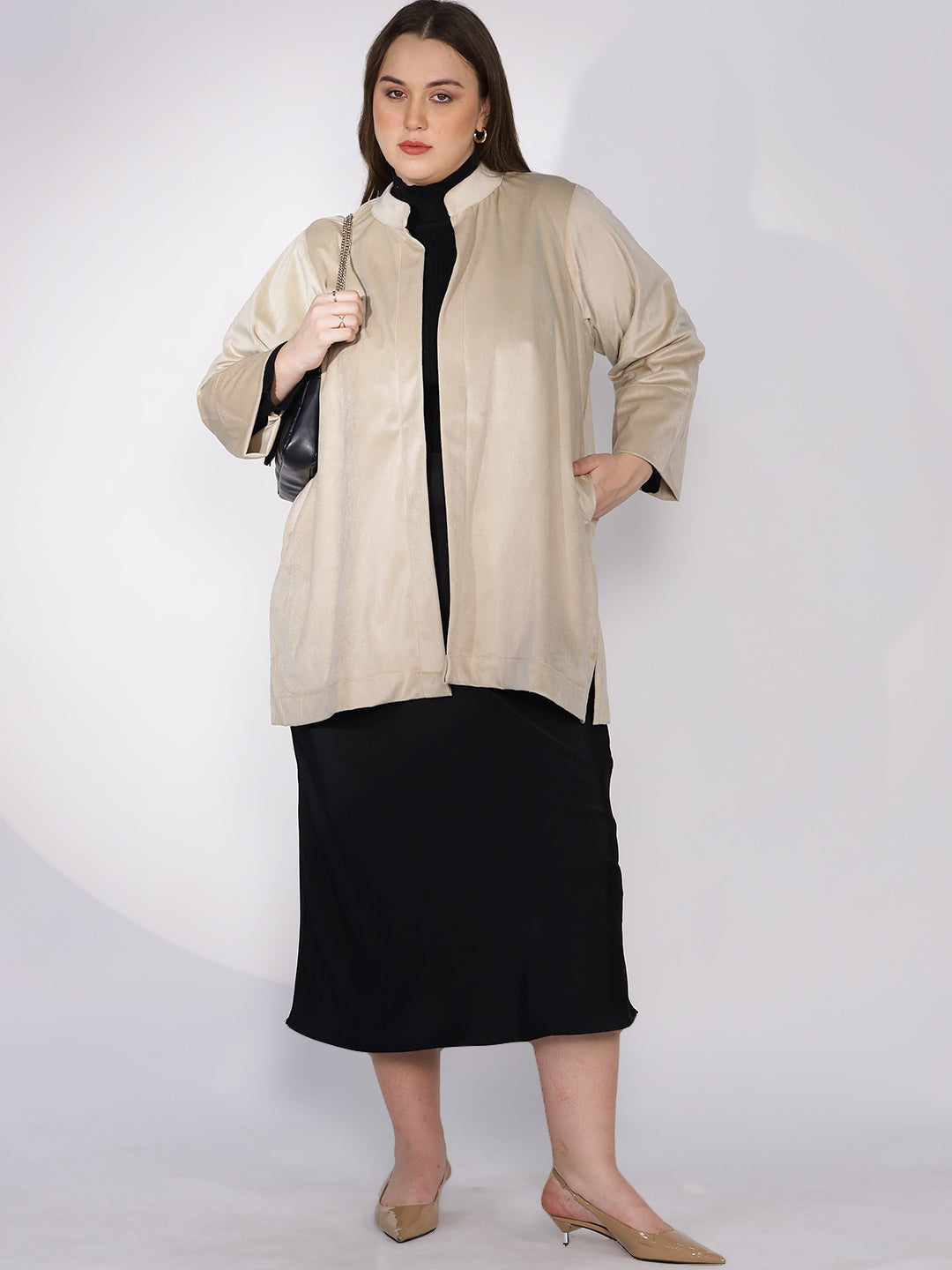 Beige Suede Short Jacket