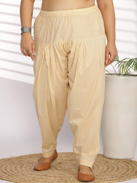Beige Cotton Straight Salwar