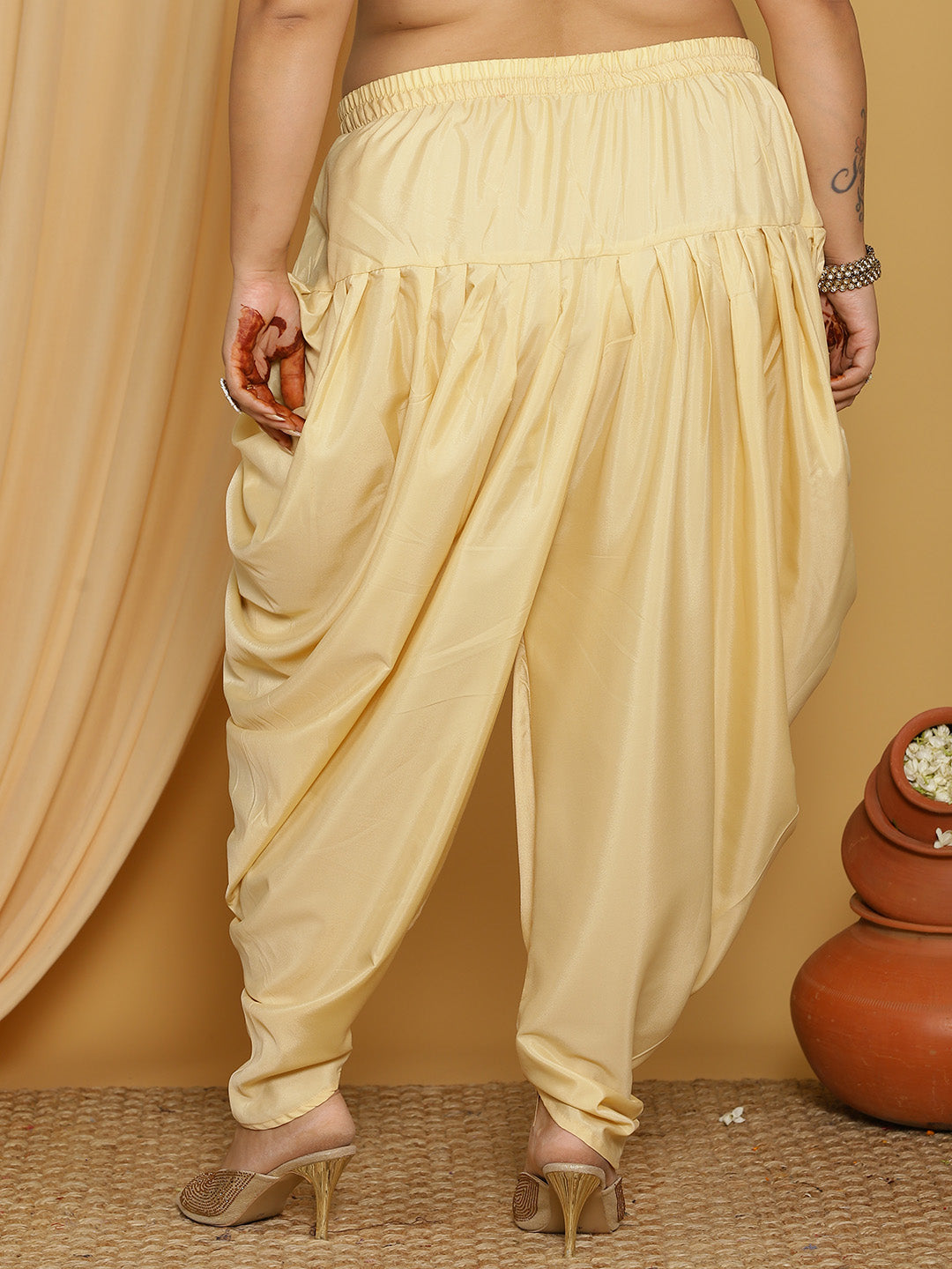 Beige Crepe Silk Dhoti