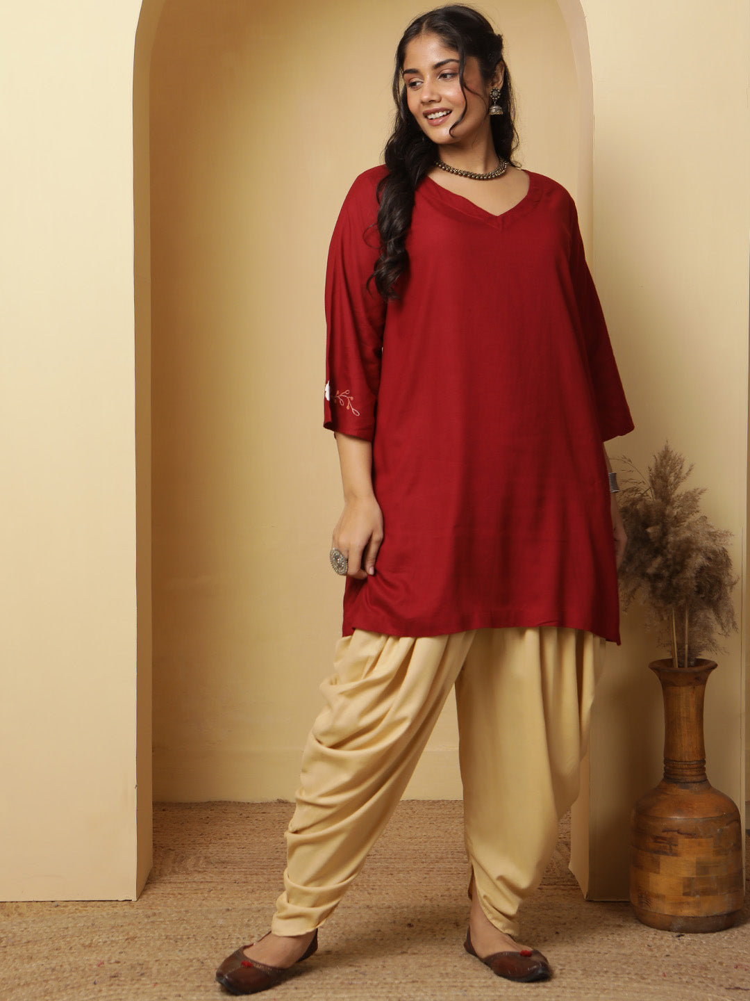 Beige Rayon Dhoti
