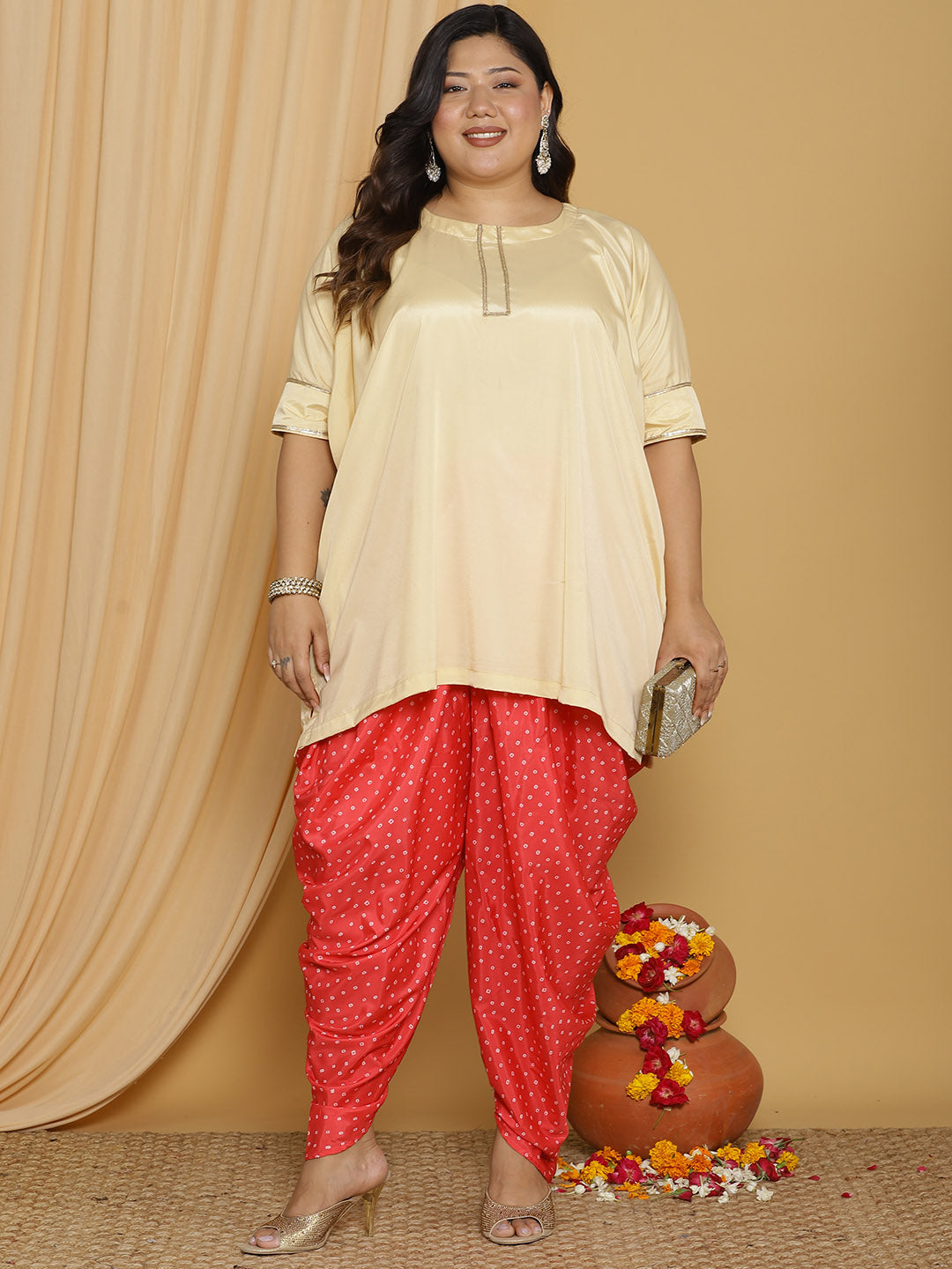 Beige Crepe Silk Tunic