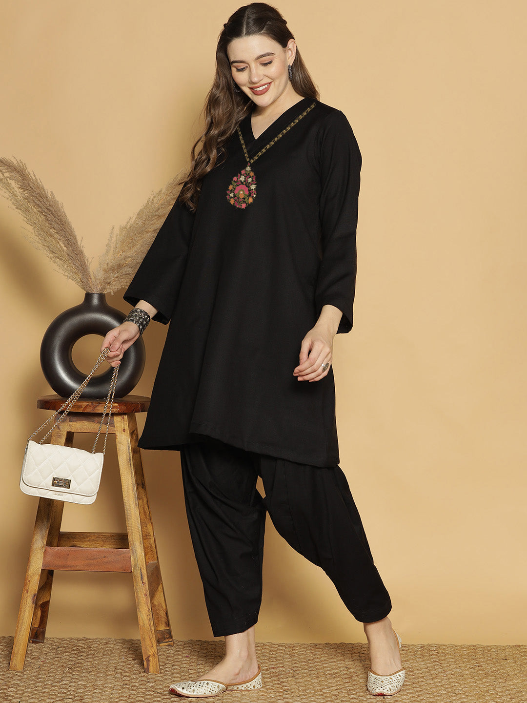 Black Acrylic Kurti - Nargis