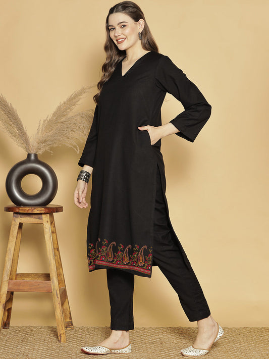 Black Acrylic LongKurta - Baghya