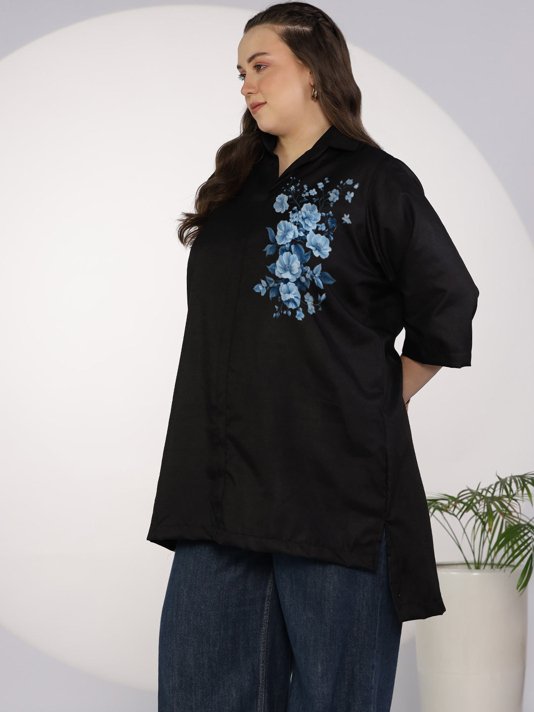 Black CottonSlub ShirtTop - EnchantedBliss