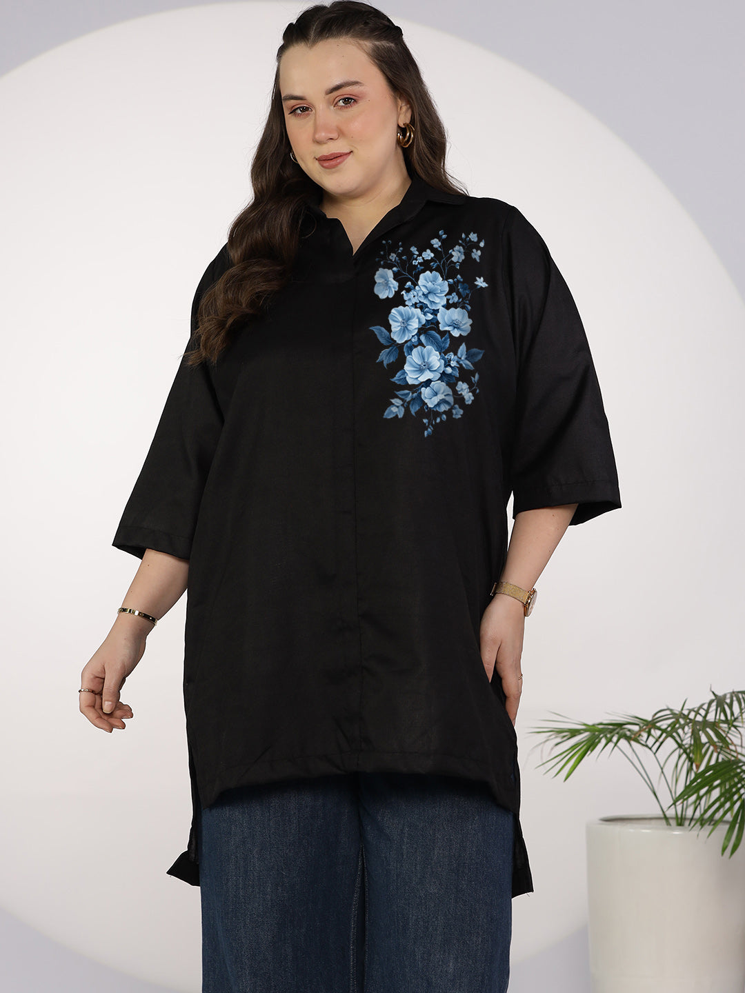 Black CottonSlub ShirtTop - EnchantedBliss