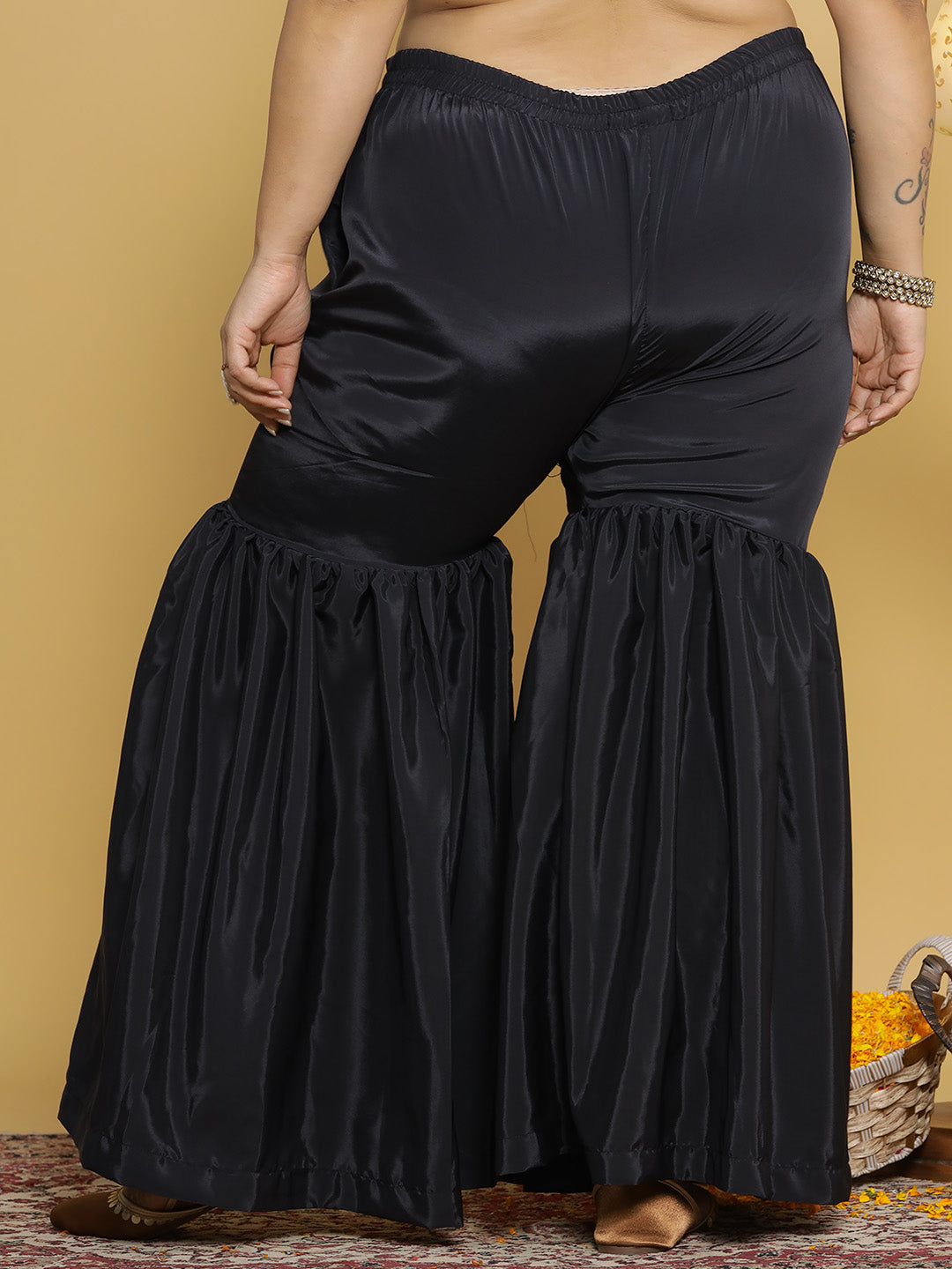Black Crepe Silk Sharara