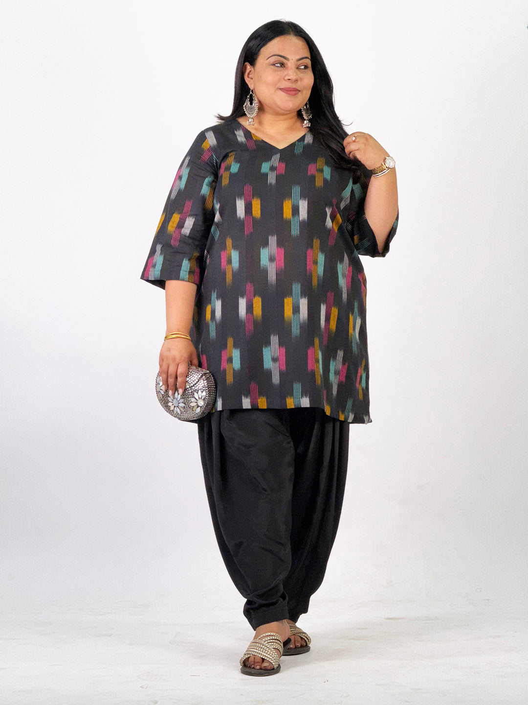 Black Ikat Short Kurti