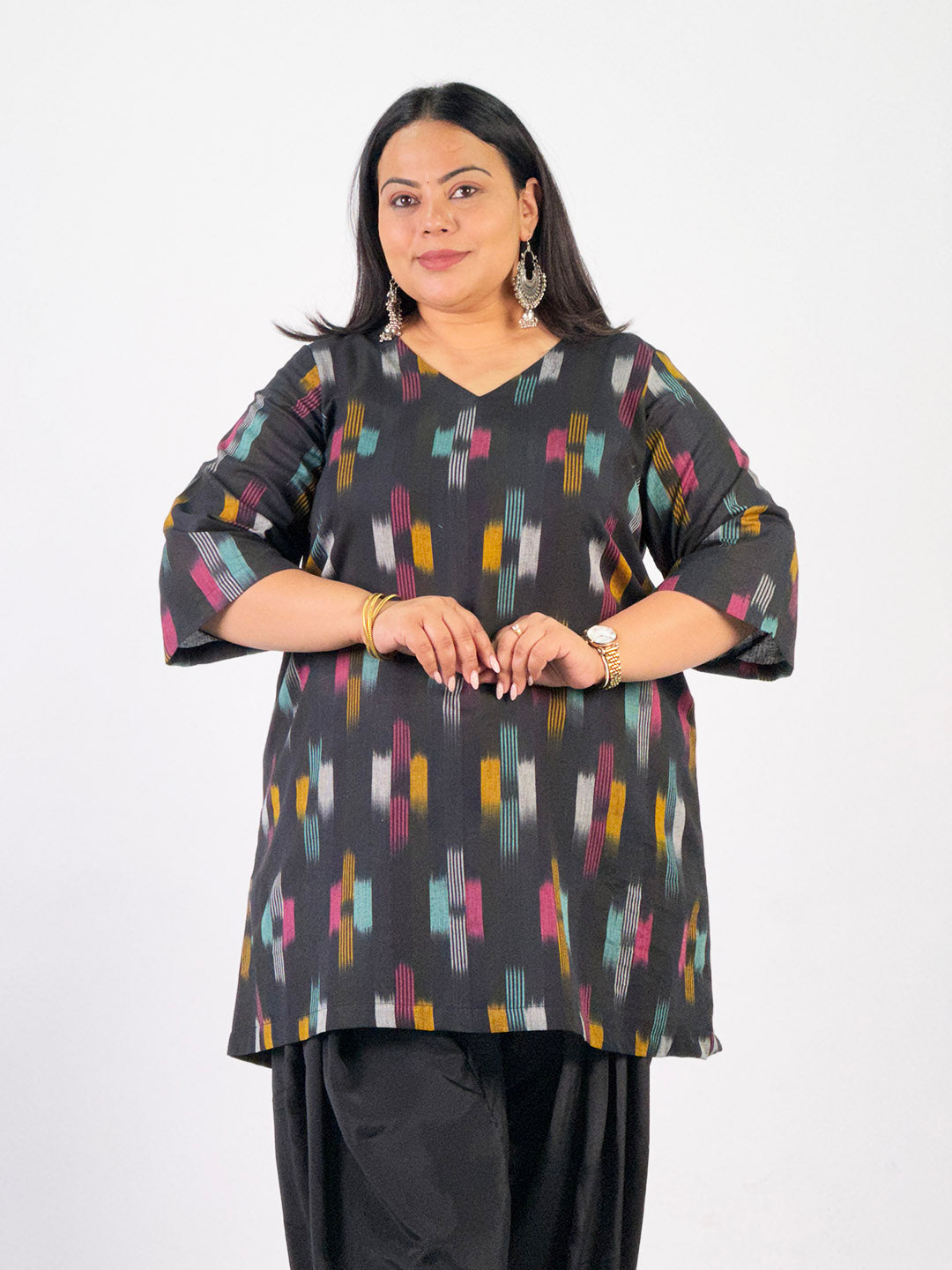 Black Ikat Short Kurti