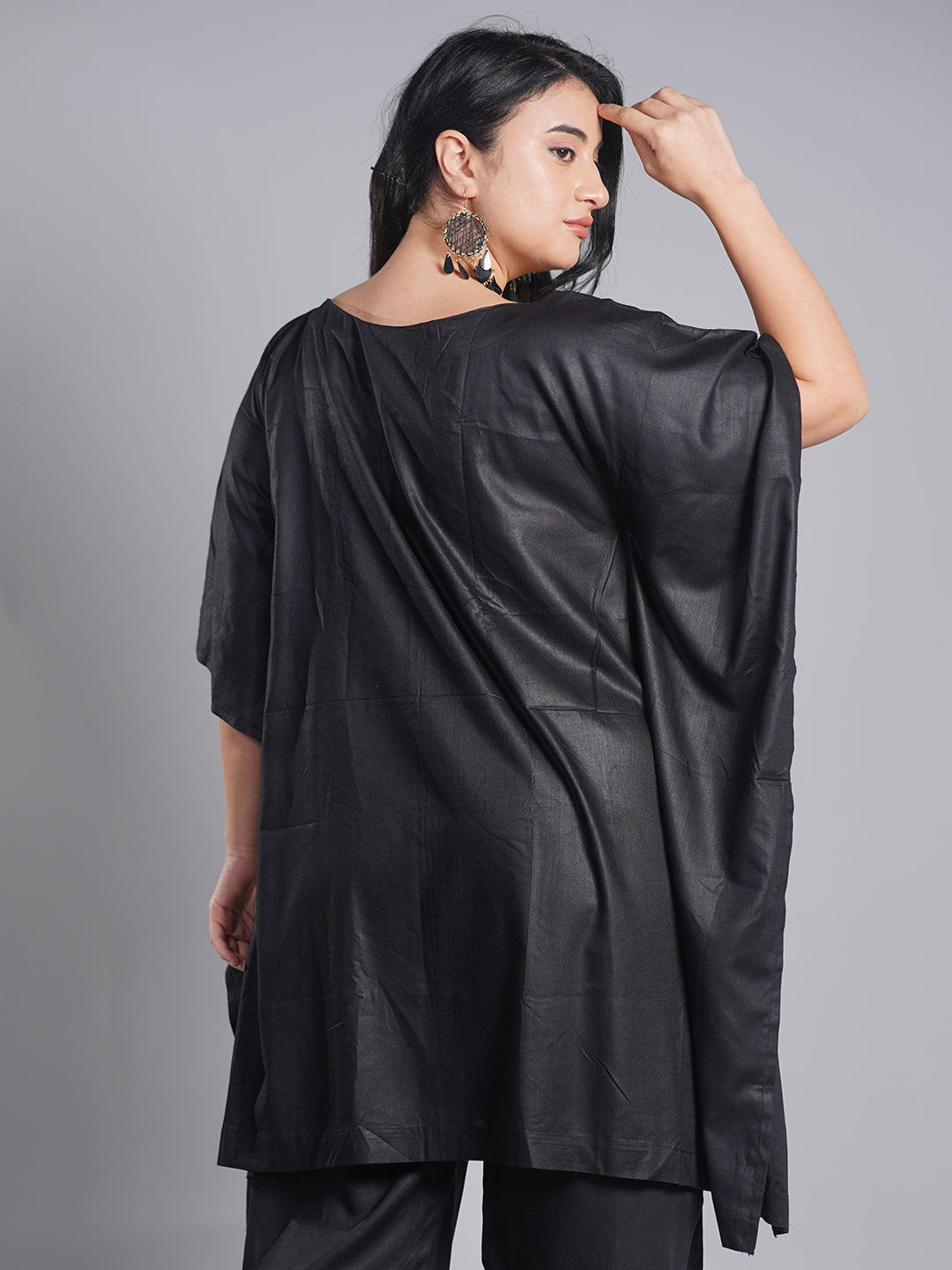 Black Kaftan Kurta - Fire