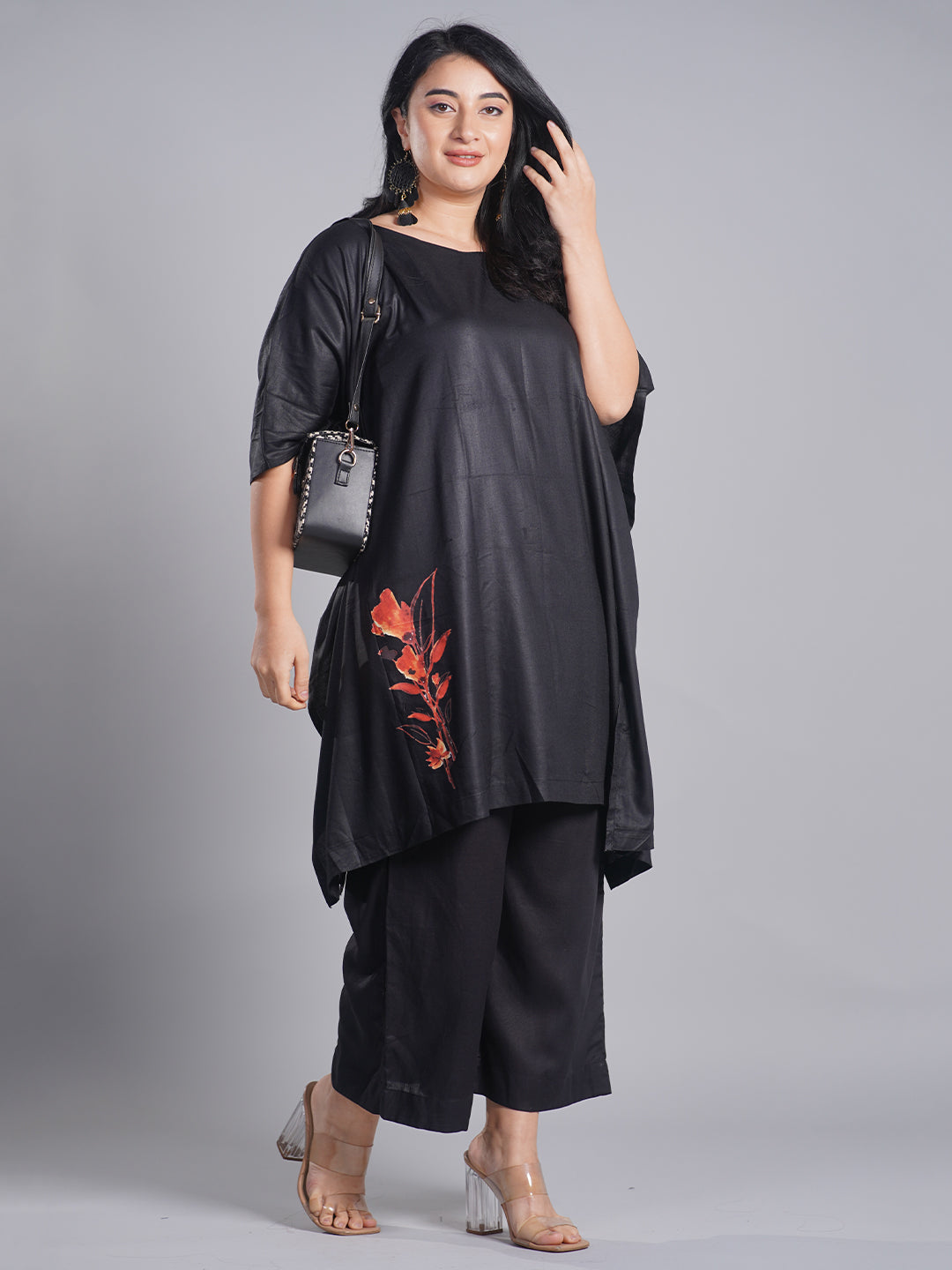 Black Kaftan Kurta - Fire