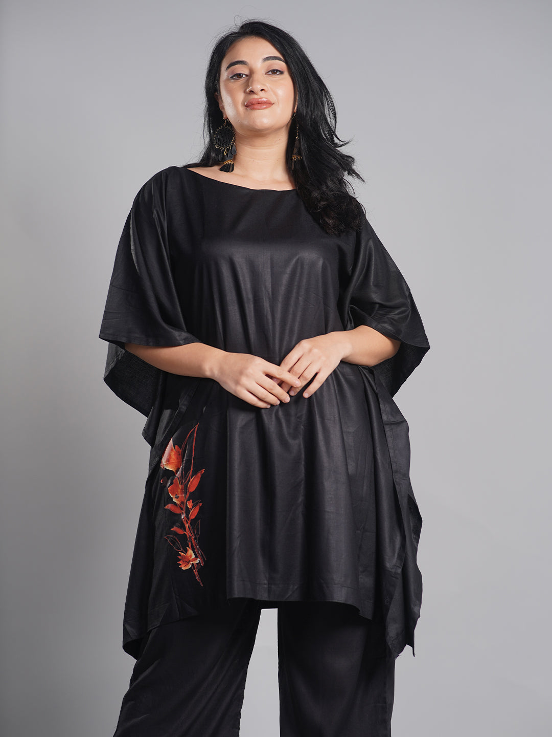 Black Kaftan Kurta - Fire