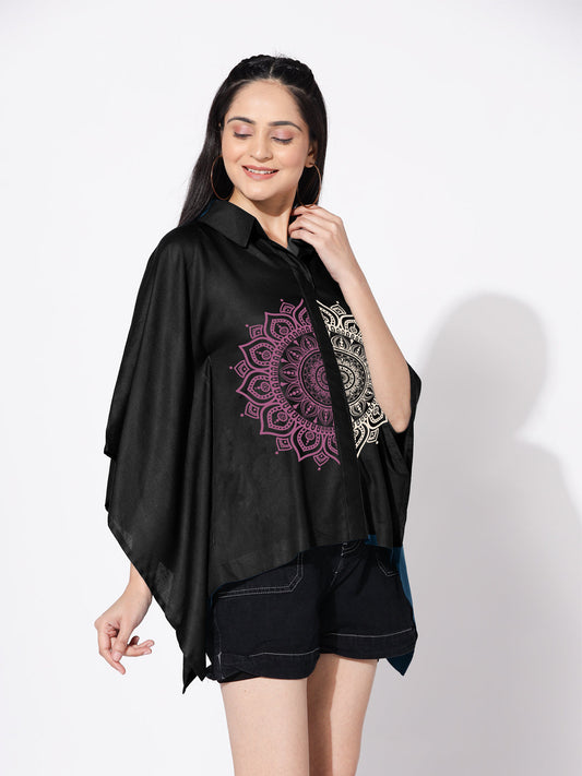 Black Kaftan Top - Semi Mandala