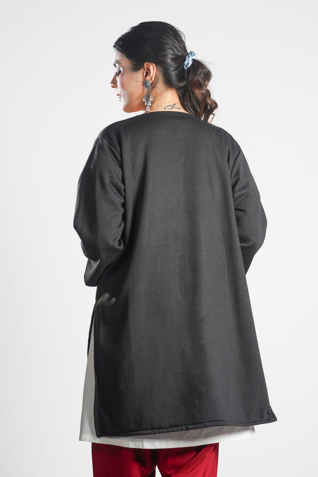 Black Longline Shrug - Solid