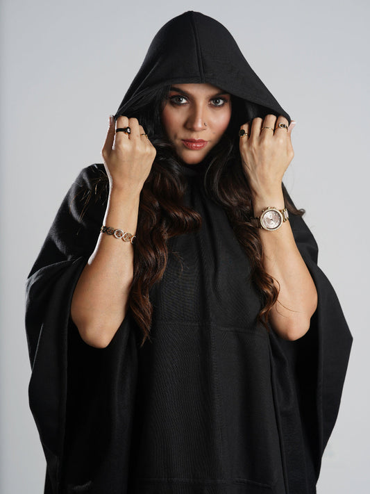 Black Poncho Hoodie - Solid (Female)