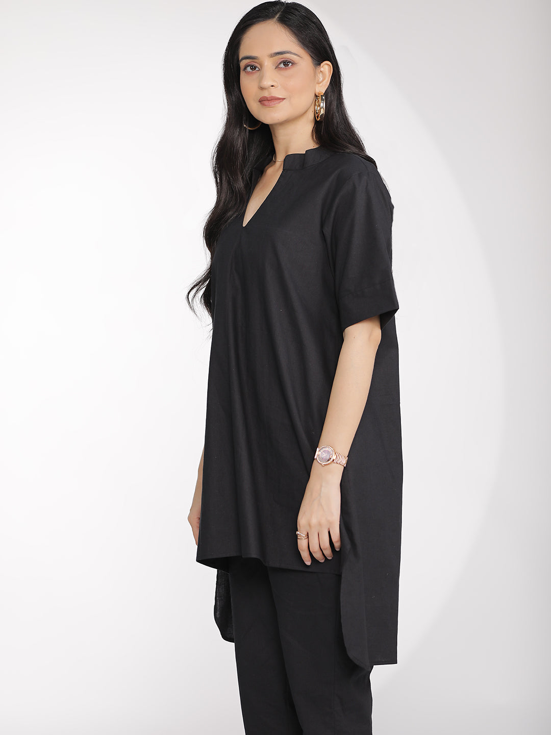 Black Poplin HighLowKurti