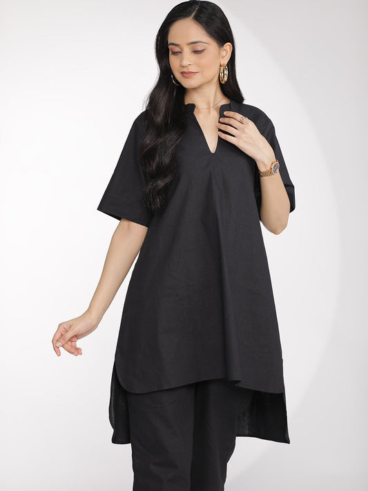 Black Poplin HighLowKurti