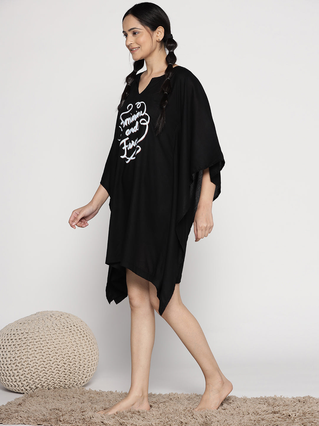 Black Rayon Kaftan - Feminine