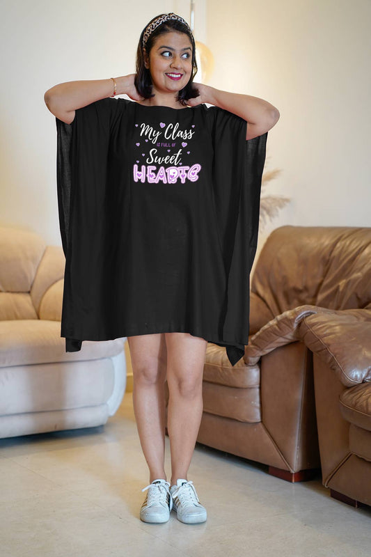 Black Rayon Kaftan - Sweet Hearts