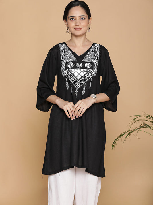 Black Rayon Kurti - Koyla