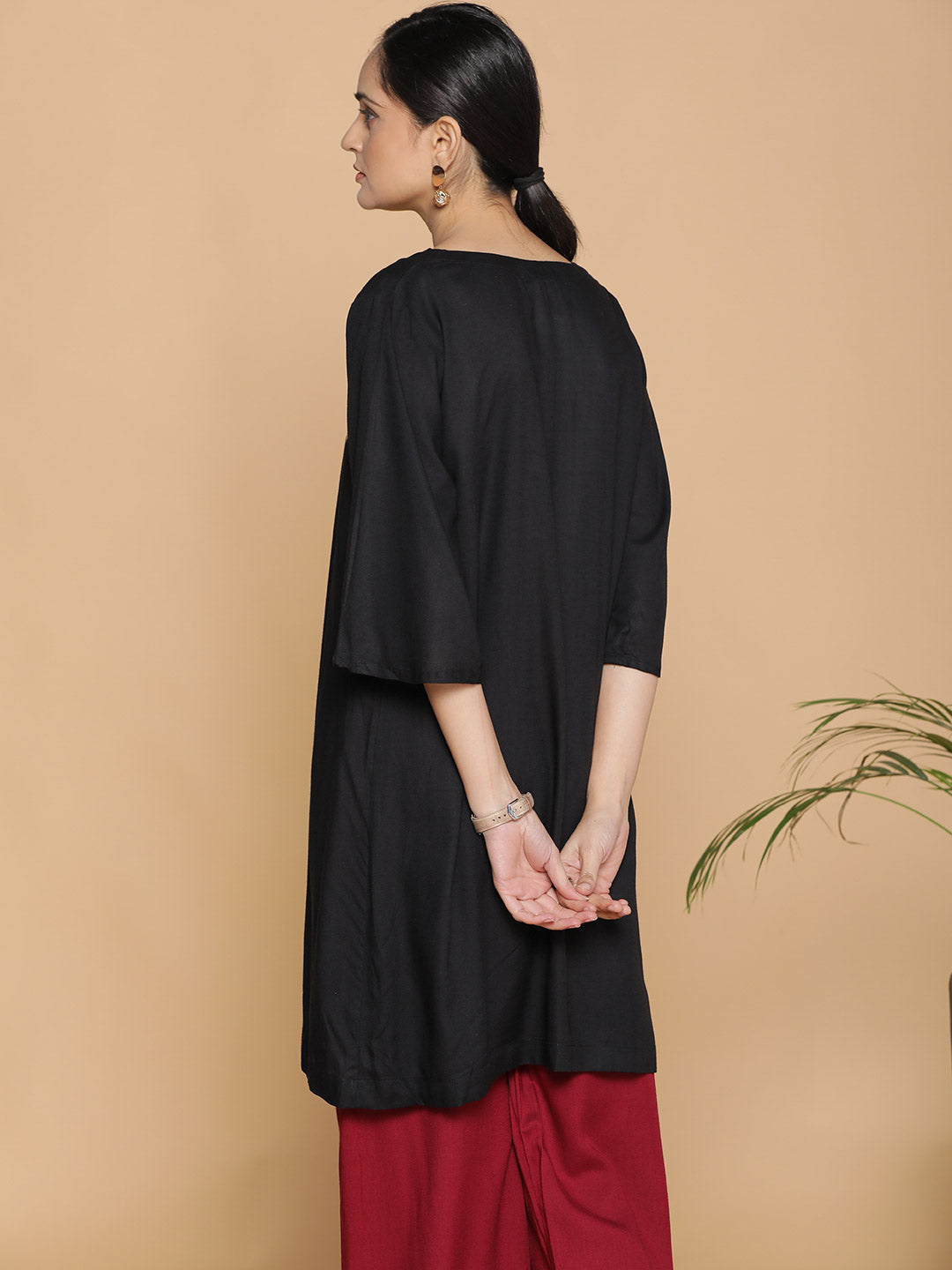 Black Rayon Kurti - Sang