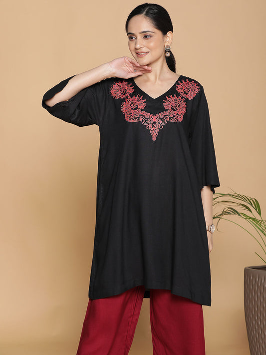 Black Rayon Kurti - Sang