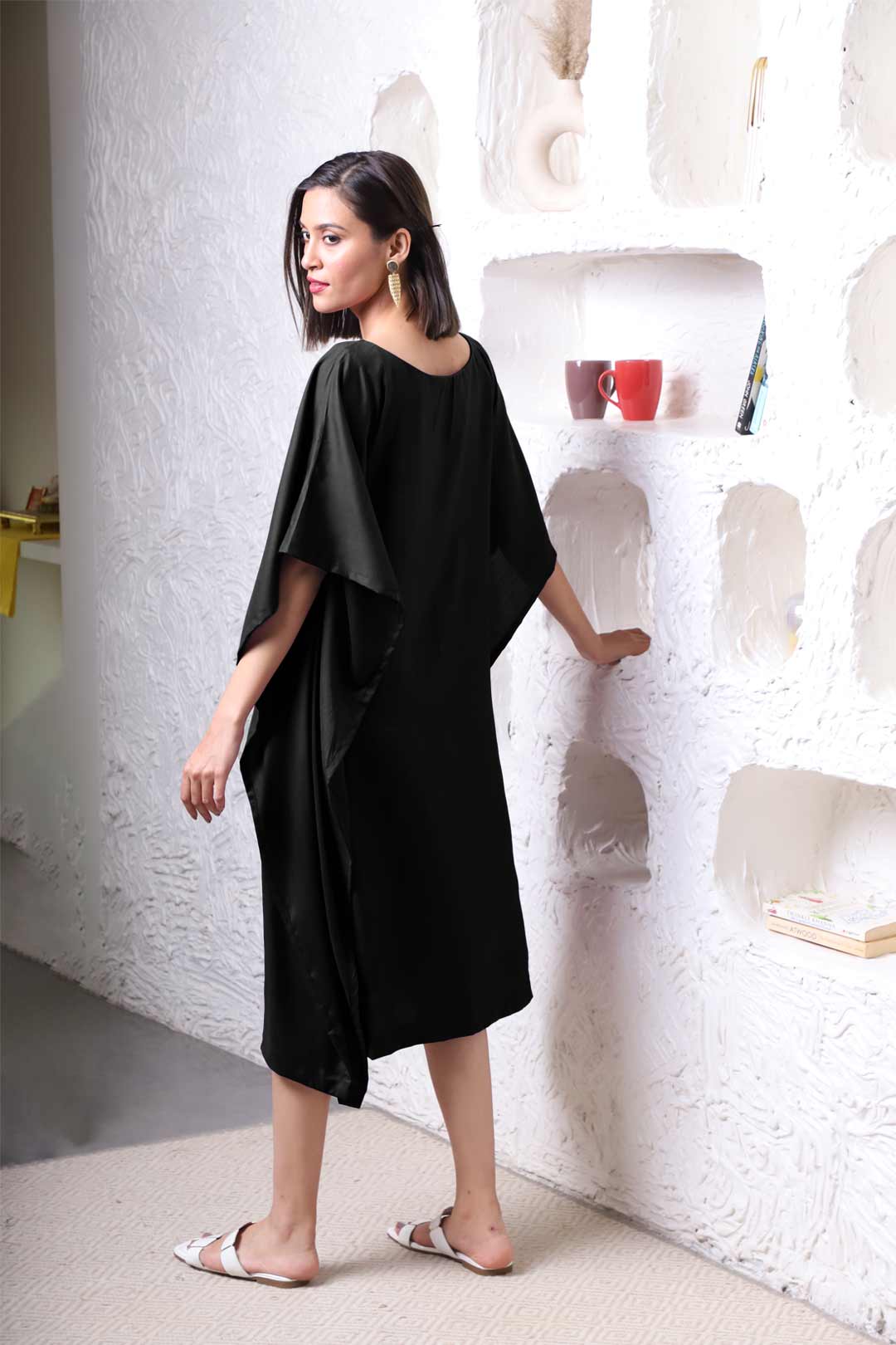 Black Rayon Long-Kaftan - Anthos