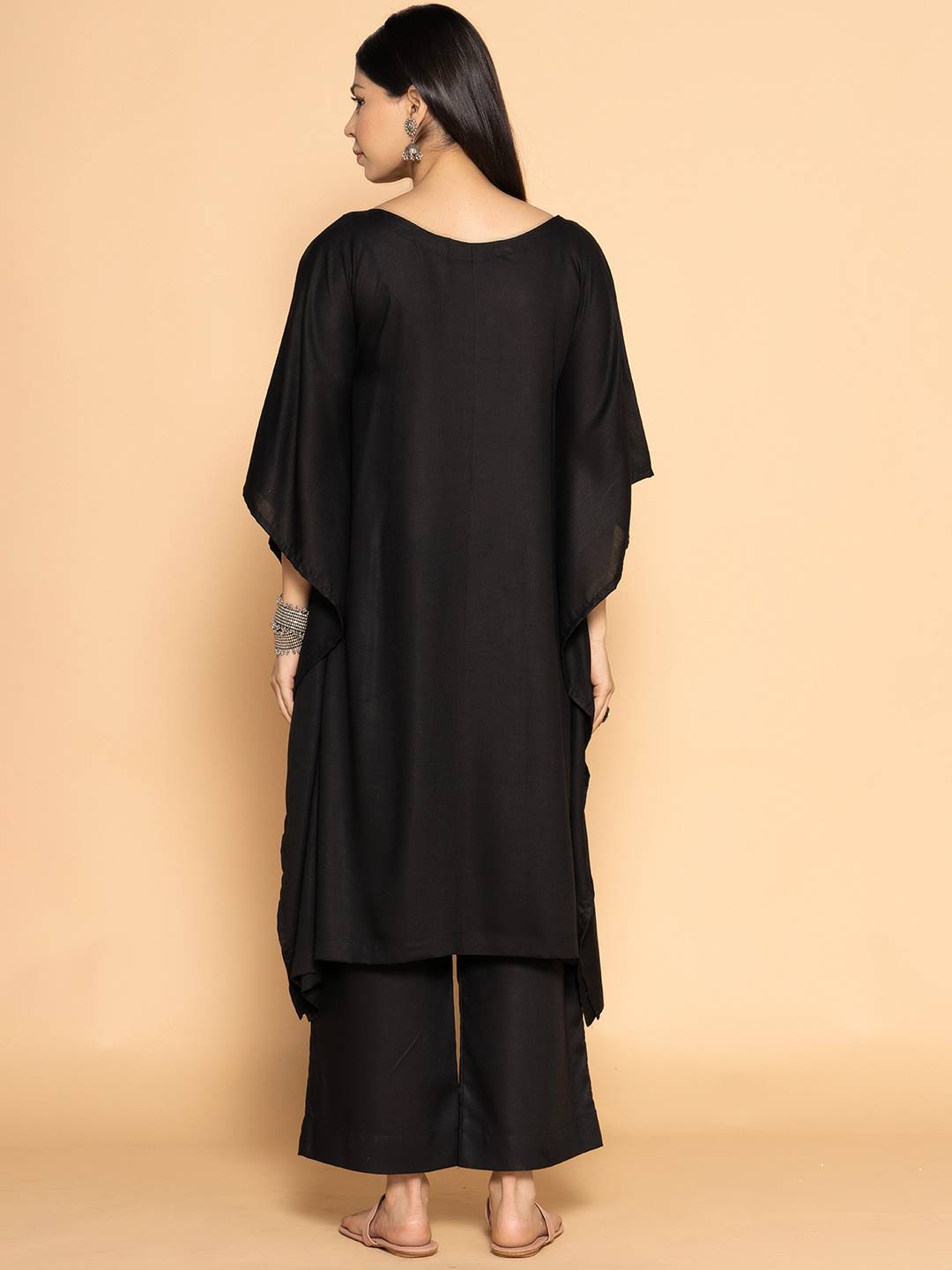 Black Rayon Long-Kaftan - Baagh