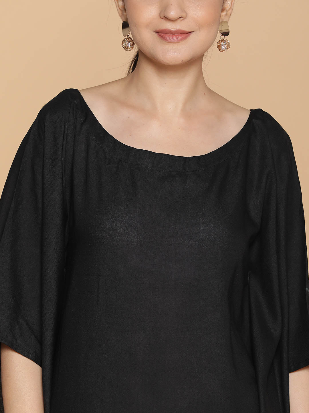 Black Rayon Long-Kaftan - Enigmatic