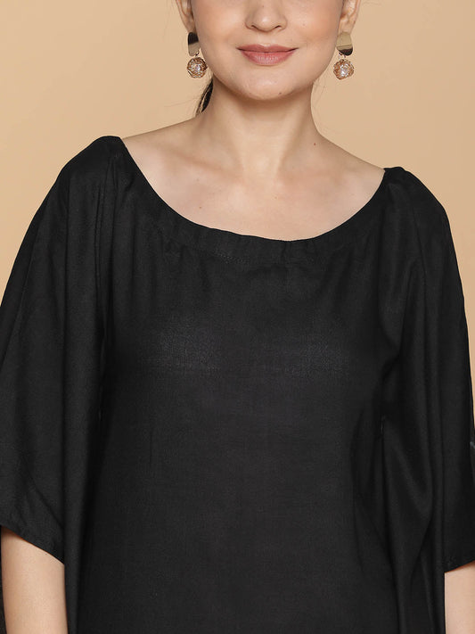 Black Rayon Long-Kaftan - Enigmatic
