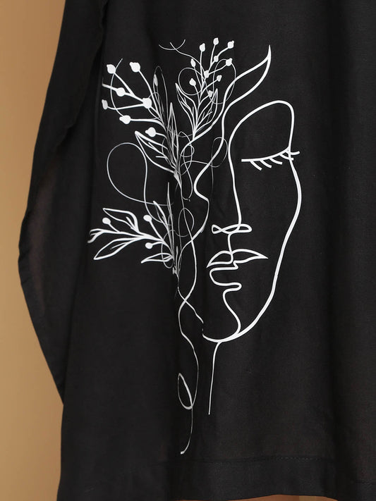 Black Rayon Long-Kaftan - Enigmatic