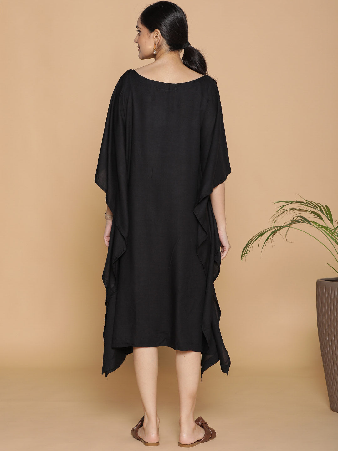 Black Rayon Long-Kaftan - Enigmatic