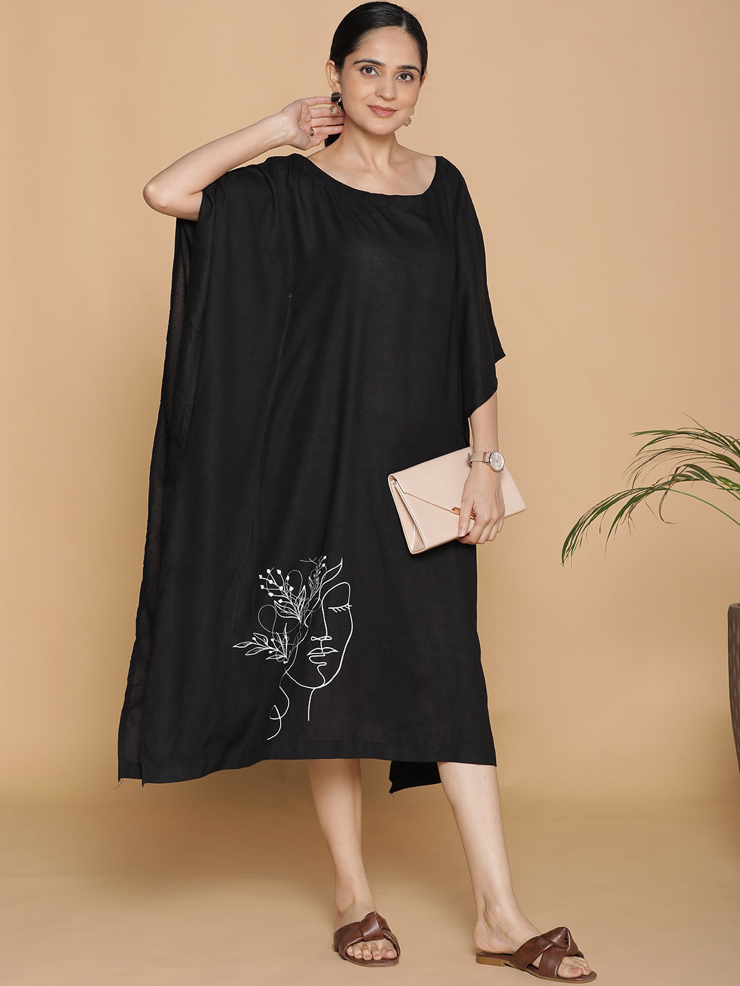 Black Rayon Long-Kaftan - Enigmatic