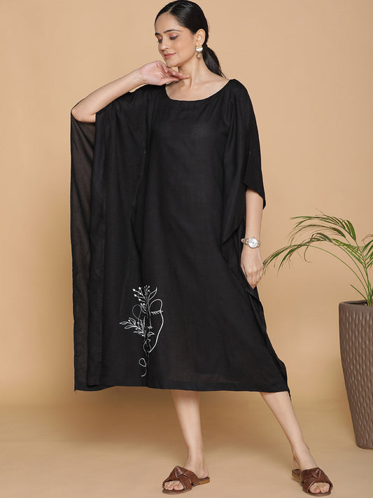 Black Rayon Long-Kaftan - Enigmatic