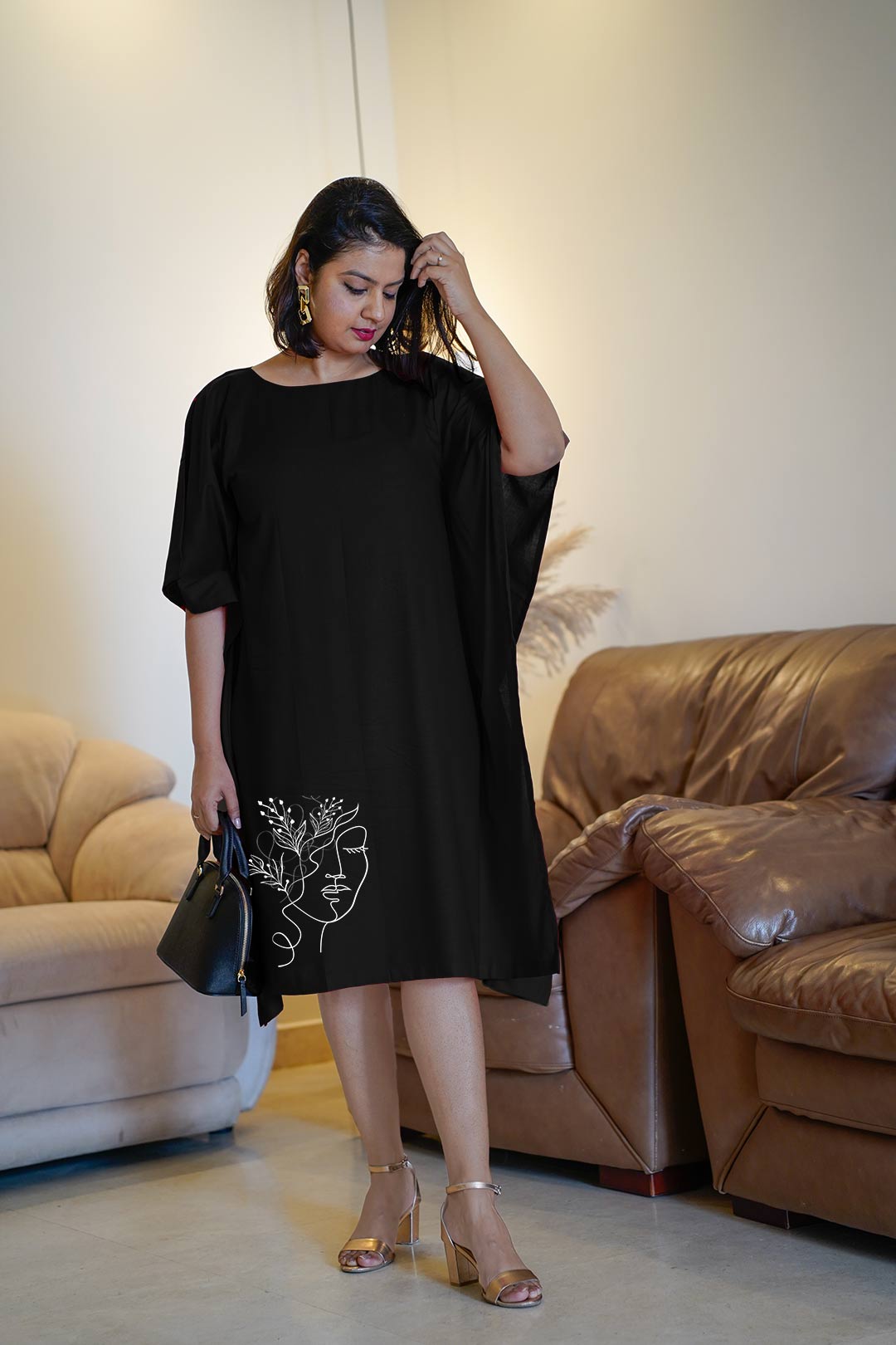 Black Rayon Long-Kaftan - Enigmatic