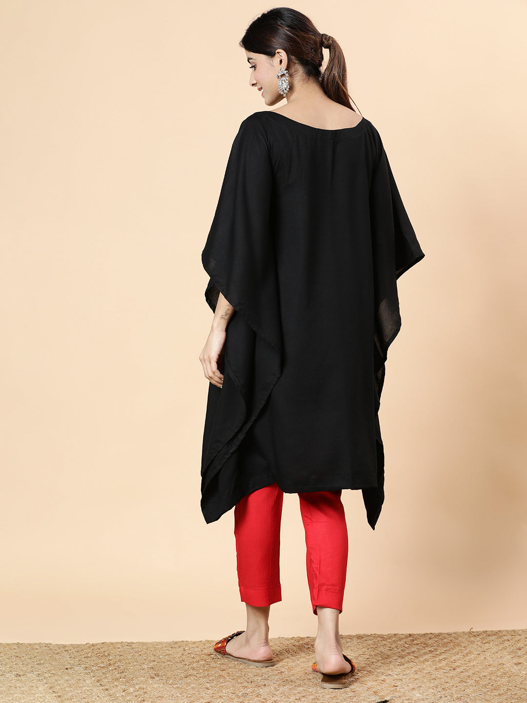 Black Rayon Long-Kaftan - Glow