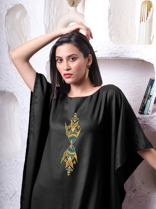 Black Rayon Long-Kaftan - Parody