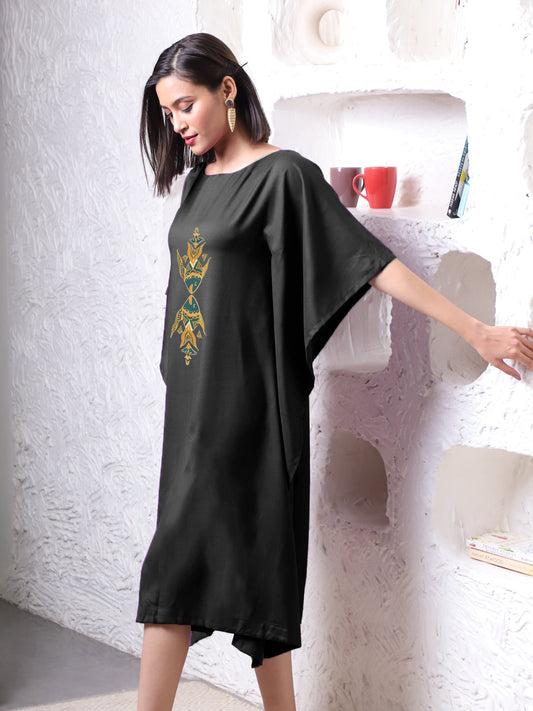 Black Rayon Long-Kaftan - Parody