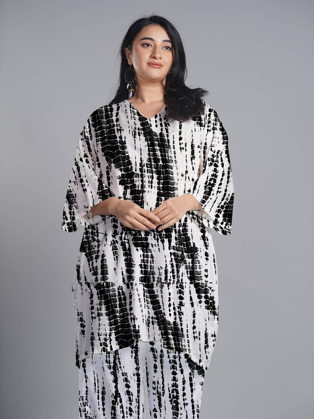 Black Rayon Shibori Kurti