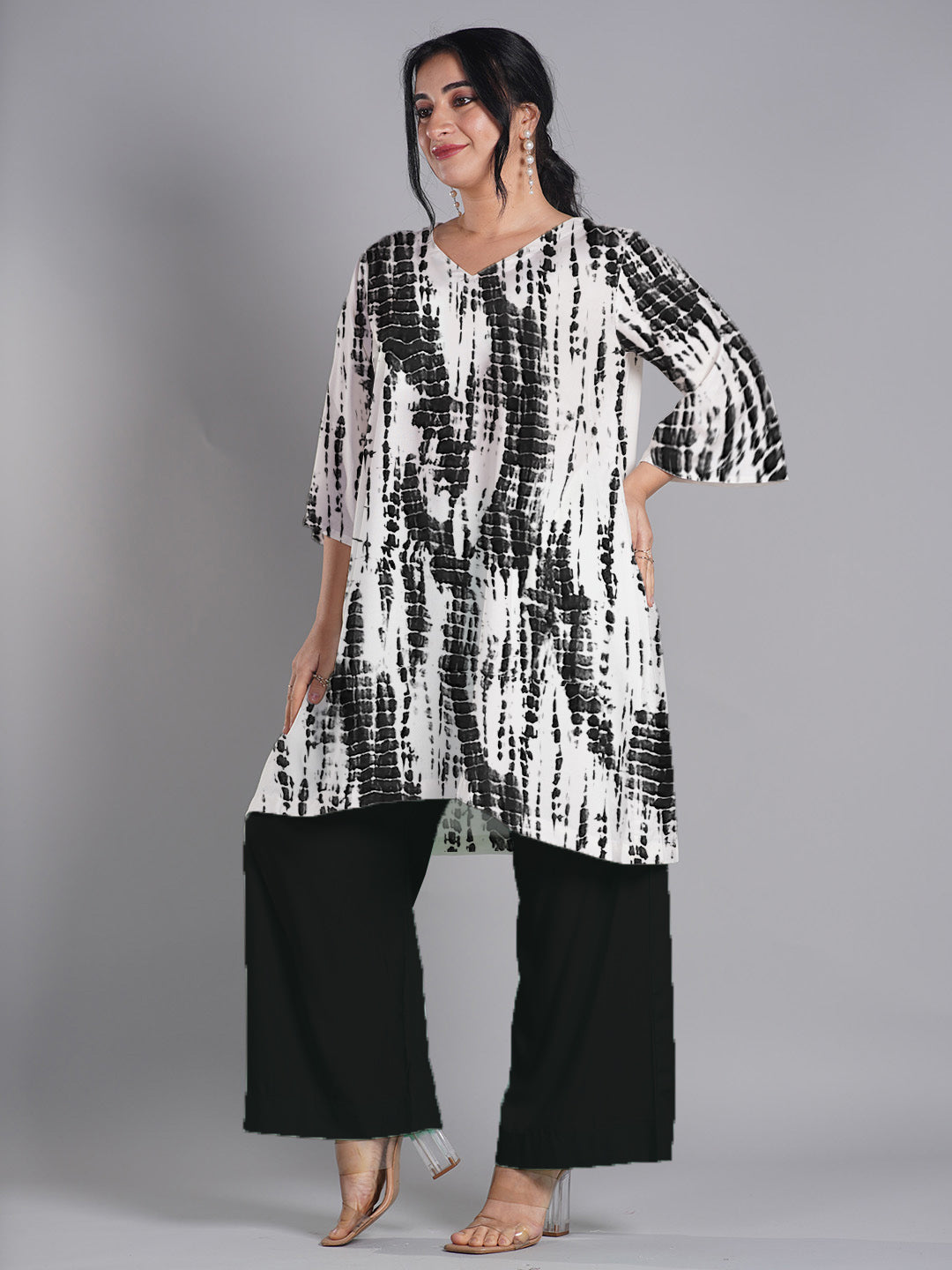 Black Rayon Shibori Kurti