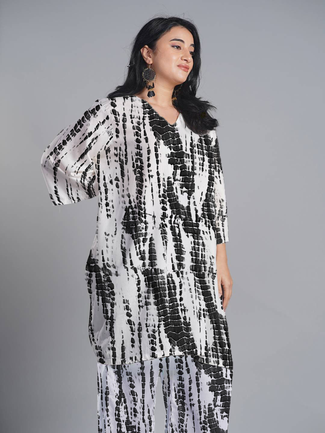 Black Rayon Shibori Kurti