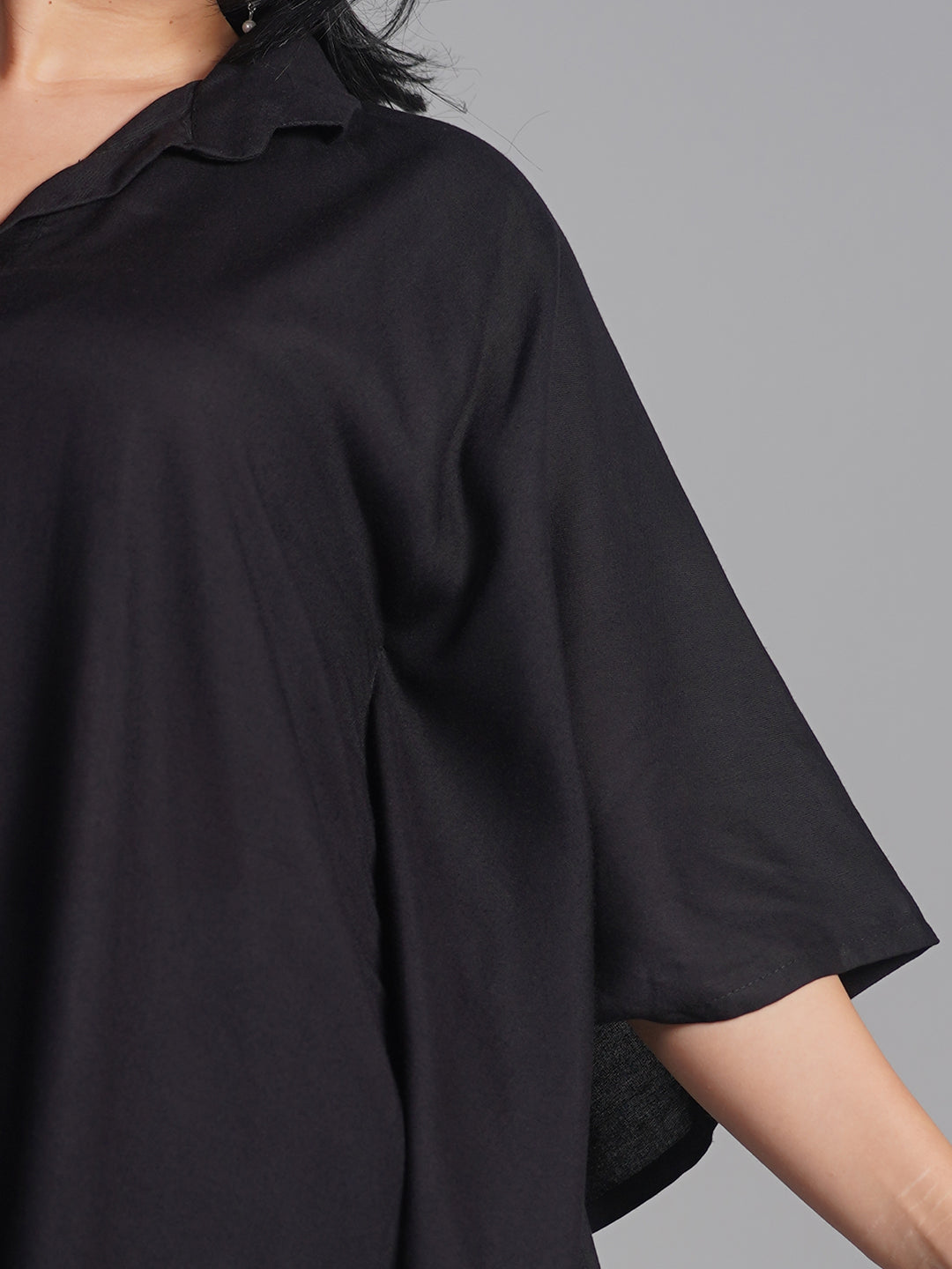 Black Rayon Shirt-Kaftan - Abstract beauty