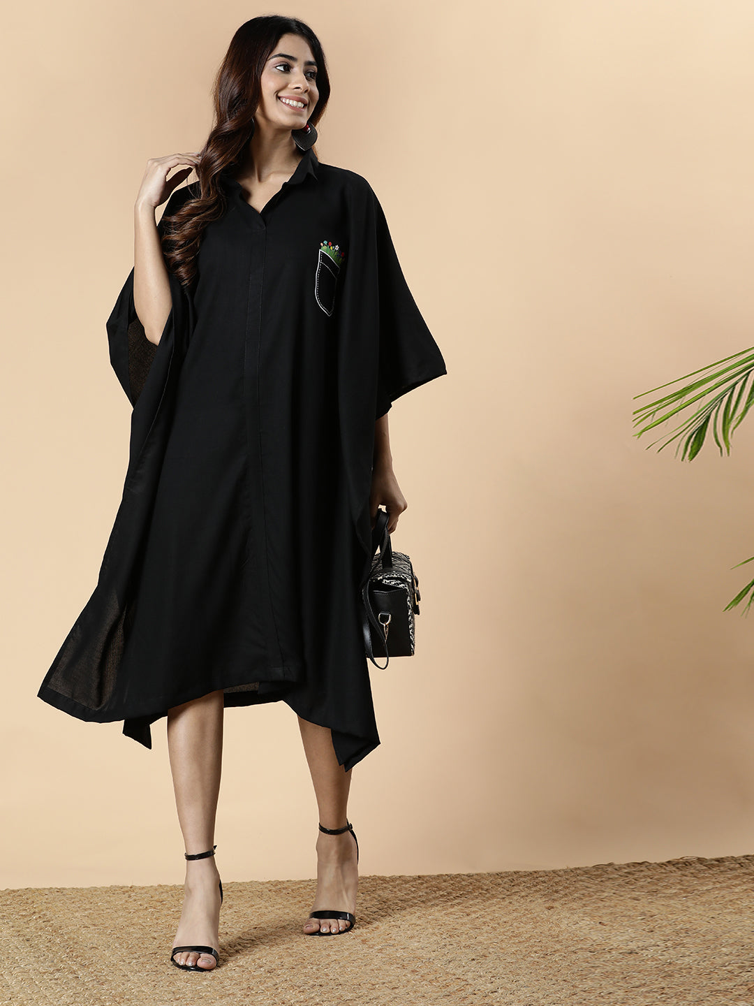 Black Rayon Shirt-Kaftan - Lush